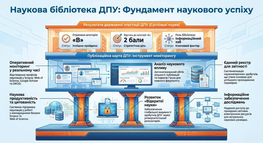Результати державної атестації ДПУ за напрямом «Суспільні науки» та внесок бібліотеки: Публікаційна карта, наукометричні показники та інформаційне забезпечення